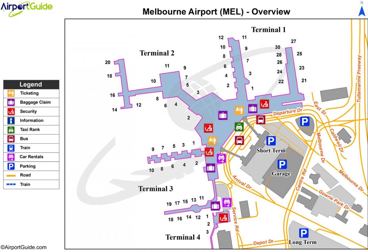 Terminal hava limanının Melbourne xəritə 4