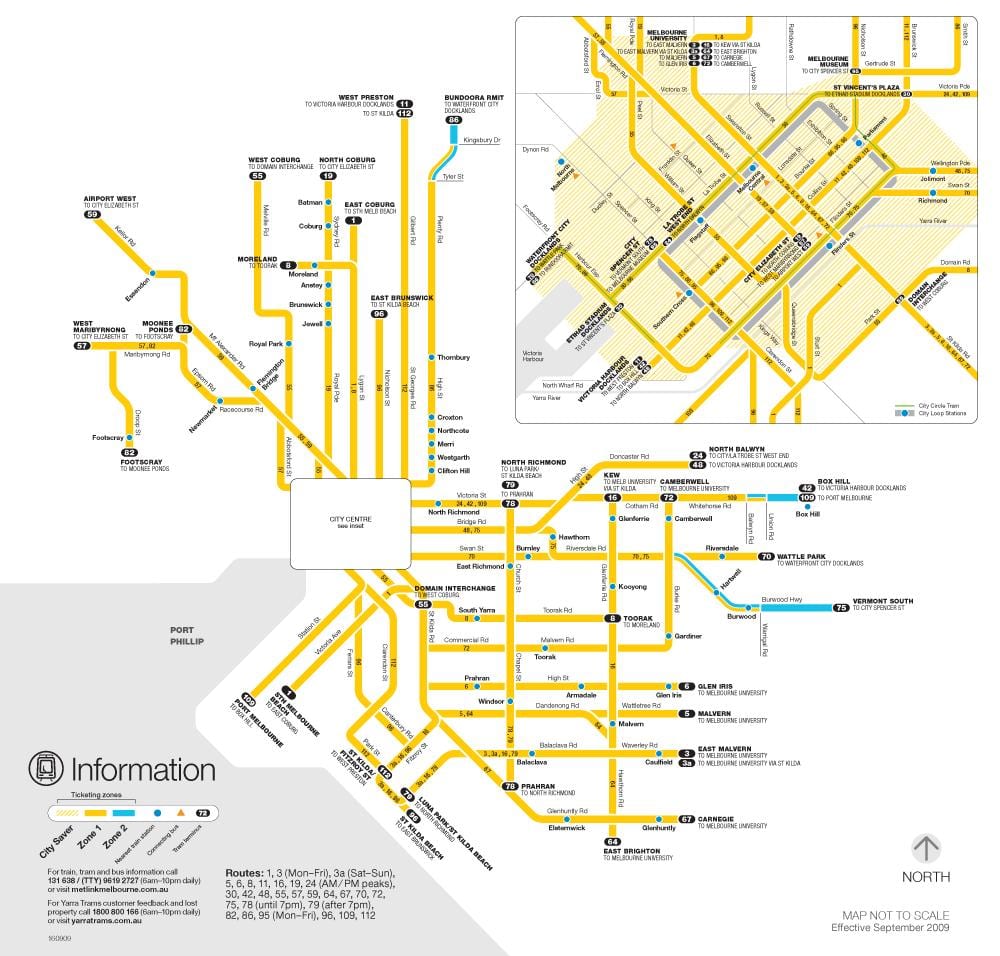 Ярра tramvay xəritə