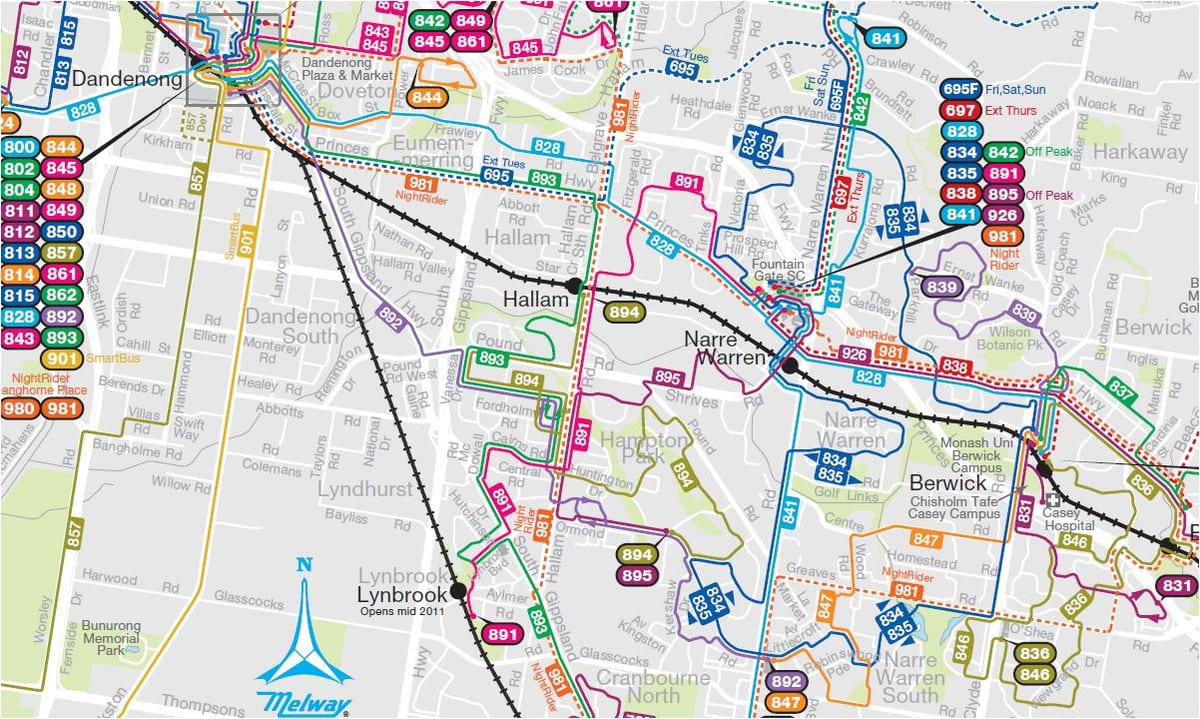 Avtobus marşrutları Melbourne xəritə