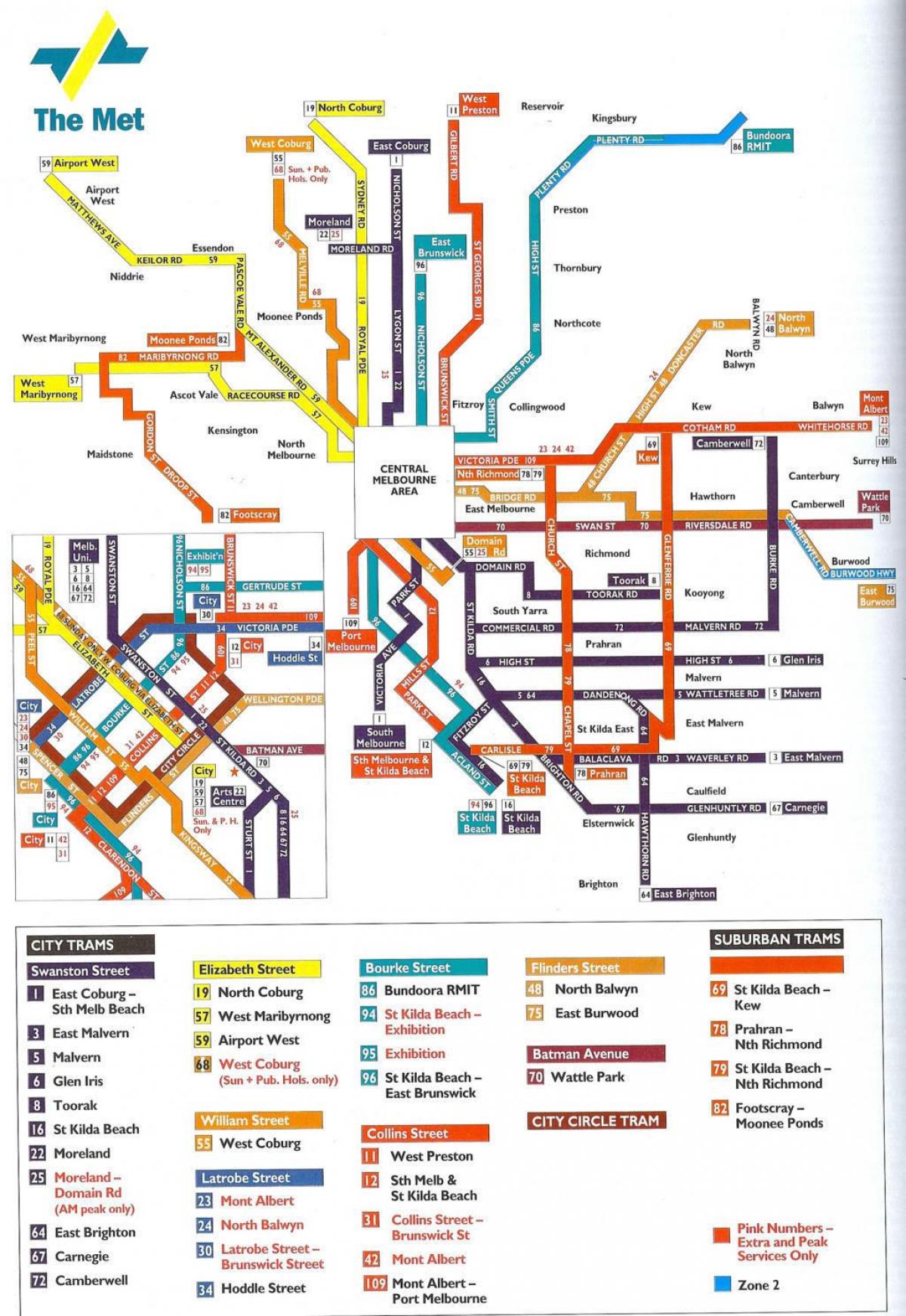 Melbourne ictimai nəqliyyat xəritəsi