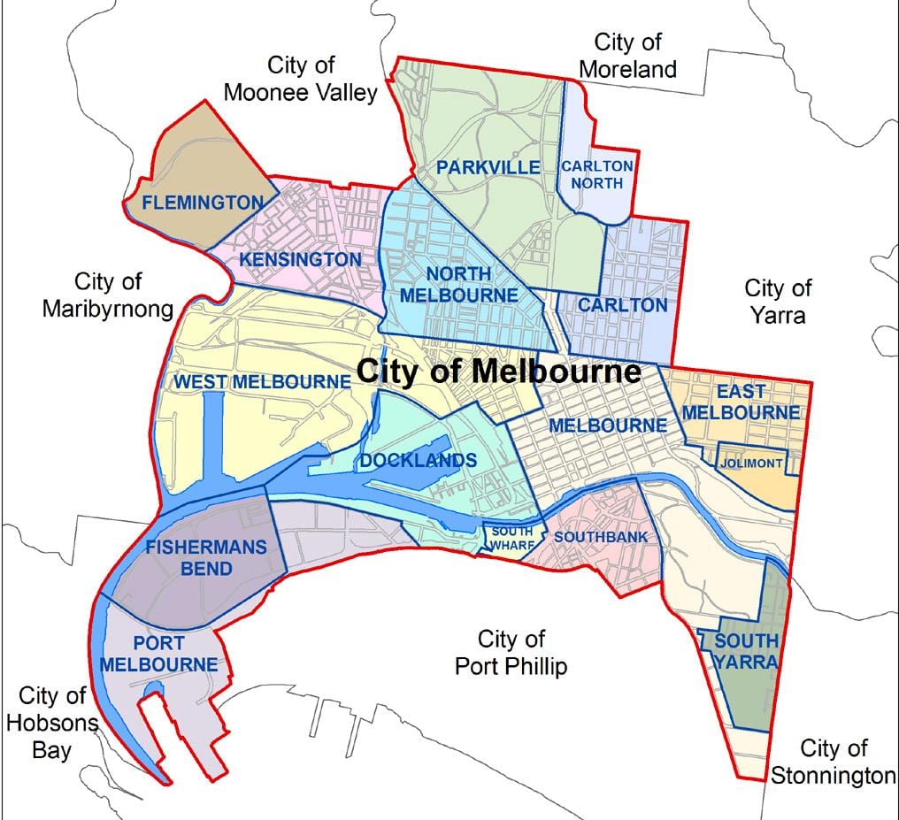 şəhərin xəritəsi Melbourne