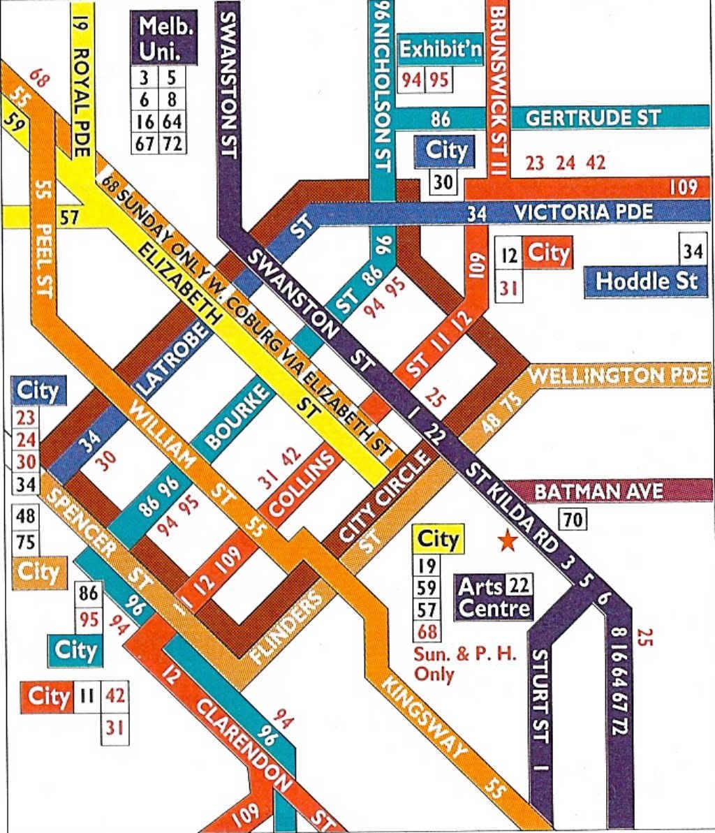 Melbourne tramvay CBD xəritə