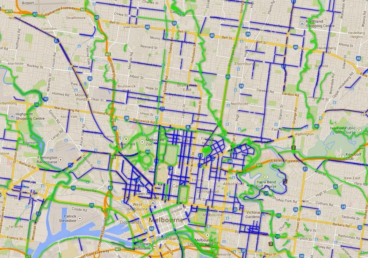 velosiped yolları Melbourne xəritə