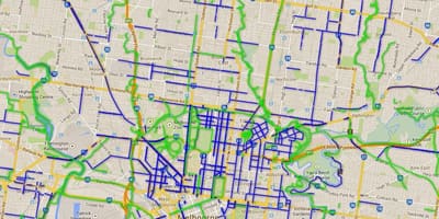 Velosiped yolları Melbourne xəritə