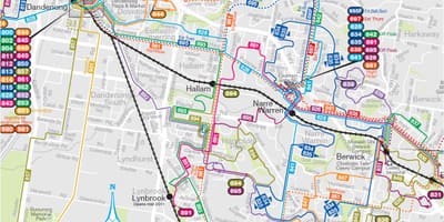 Avtobus marşrutları Melbourne xəritə