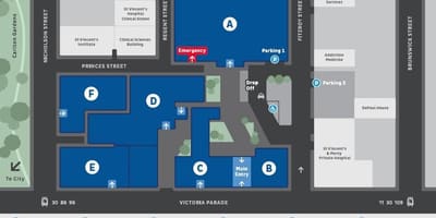 Xəstəxananın müqəddəs Vinsent Melbourne xəritə
