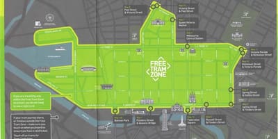 Sərbəst zona Melbourne tramvay xəritə
