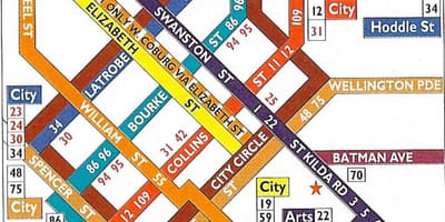 Melbourne tramvay CBD xəritə